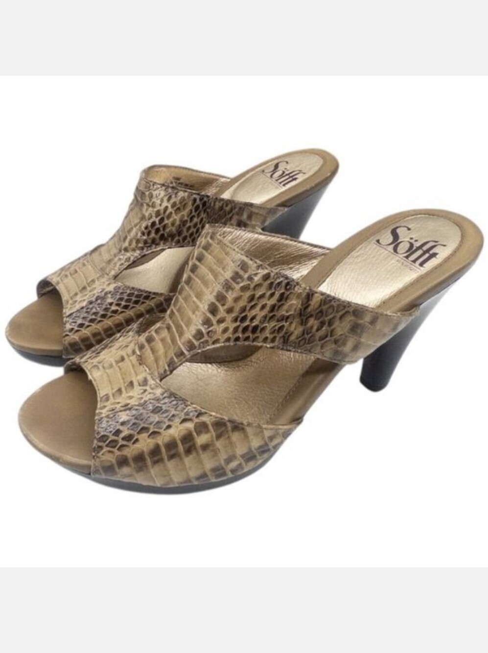 Sofft Eurosoft Valma Snake Print High Heels Mule Sandals Women's 9 EUC